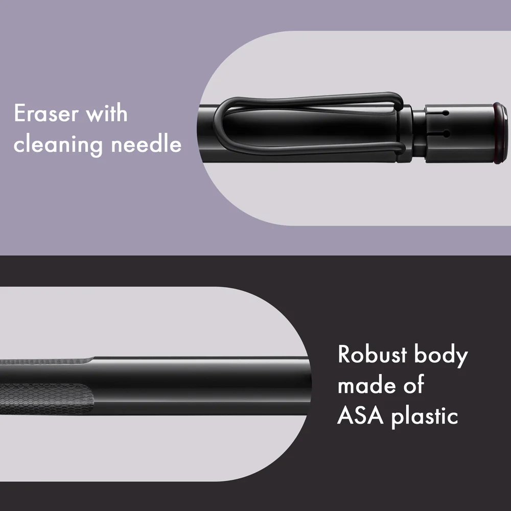 Black eraser with cleaning needle on a gray background