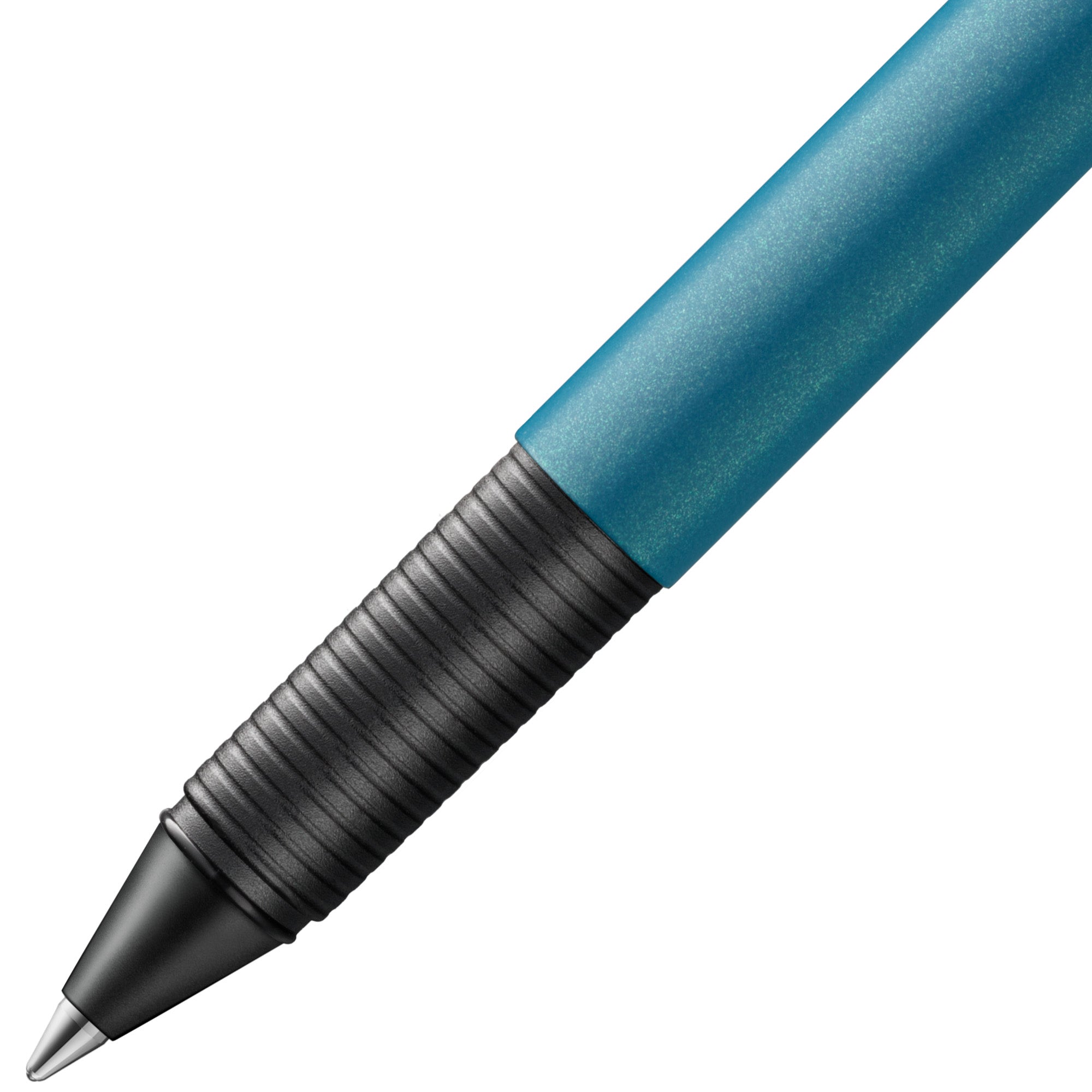 close-up of lamy cp 1 aquamarine rollerball pen
