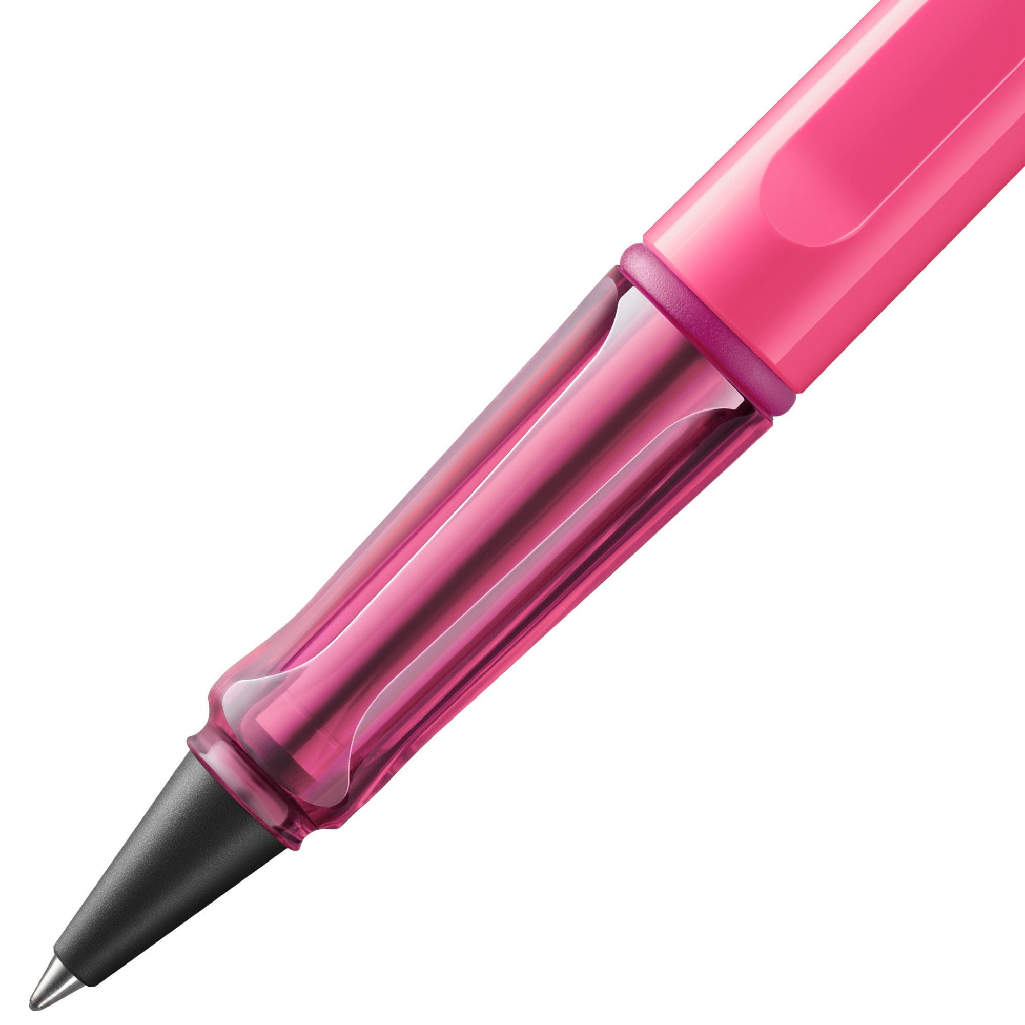 close-up of LAMY neon pink rollerball pen