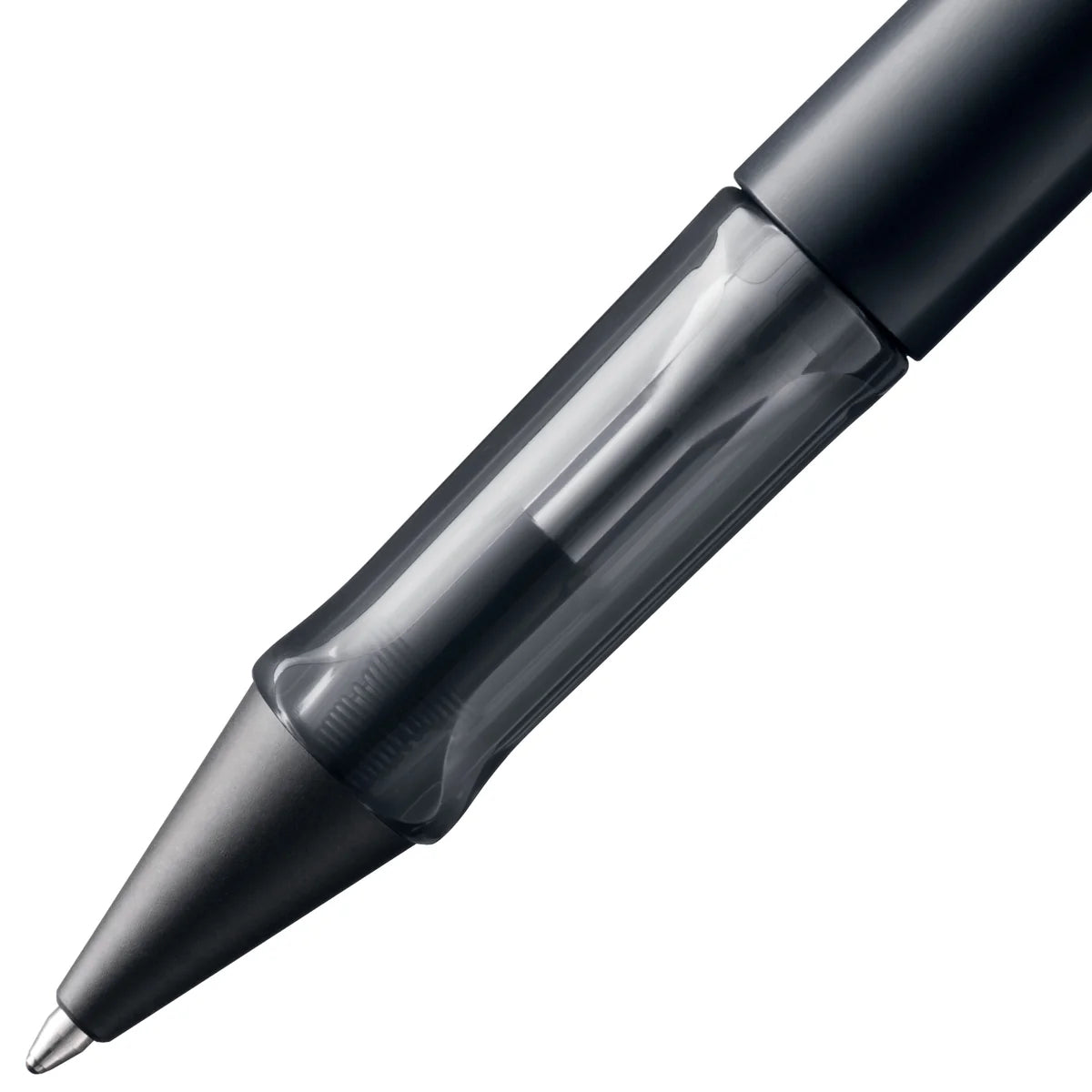 Black pen on a white background