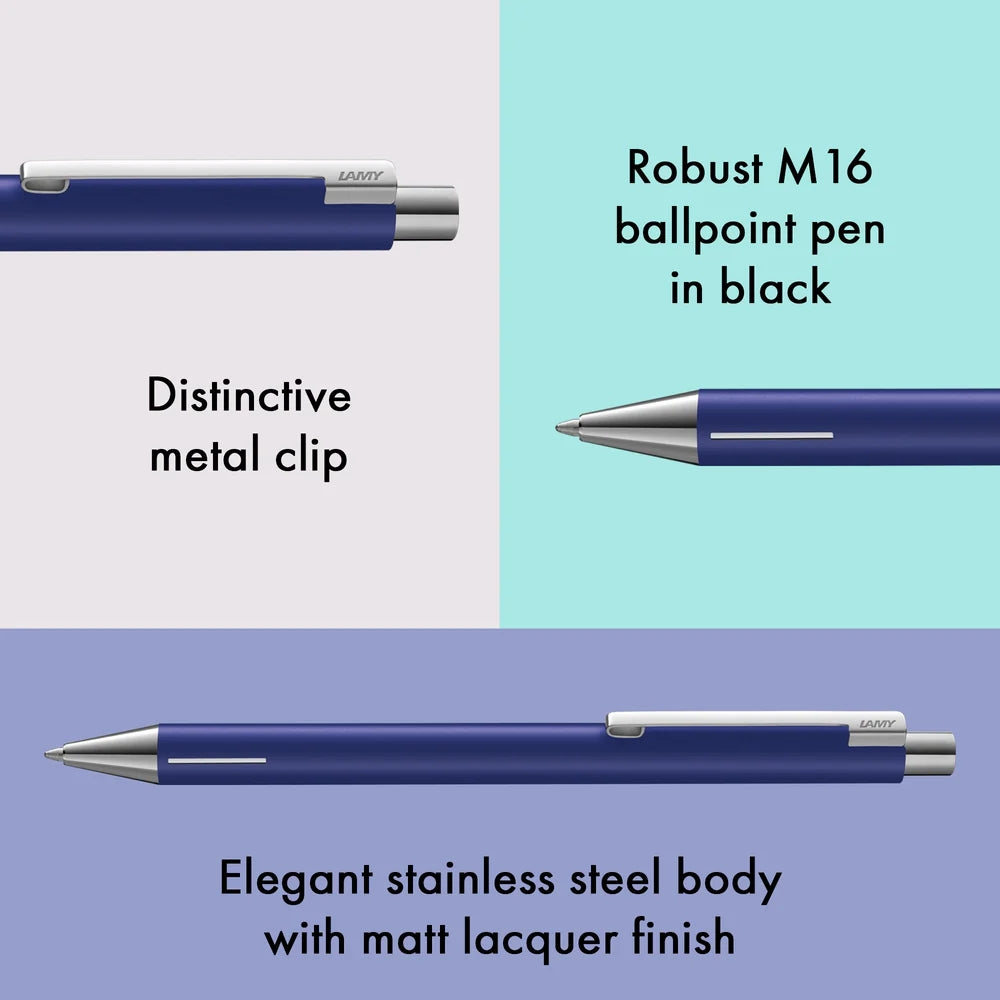 LAMY econ dark dust ballpoint pen with metal clip and stainless steel body