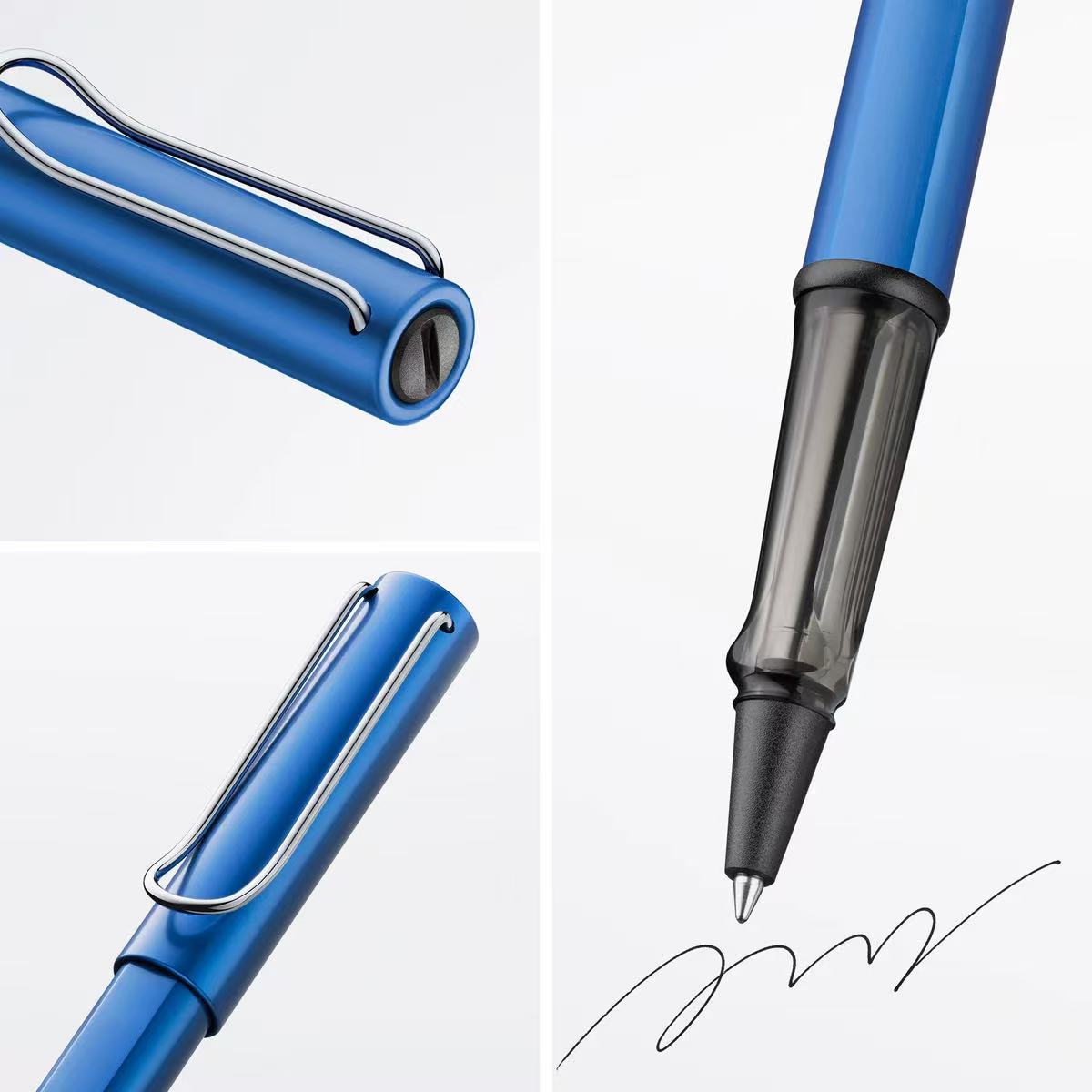 lamy al-star ocean blue rollerball pen with a signature