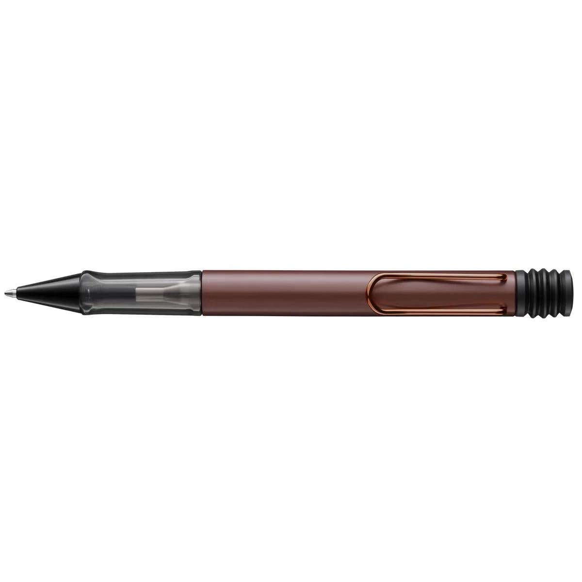 Pen with brown and black design on a white background