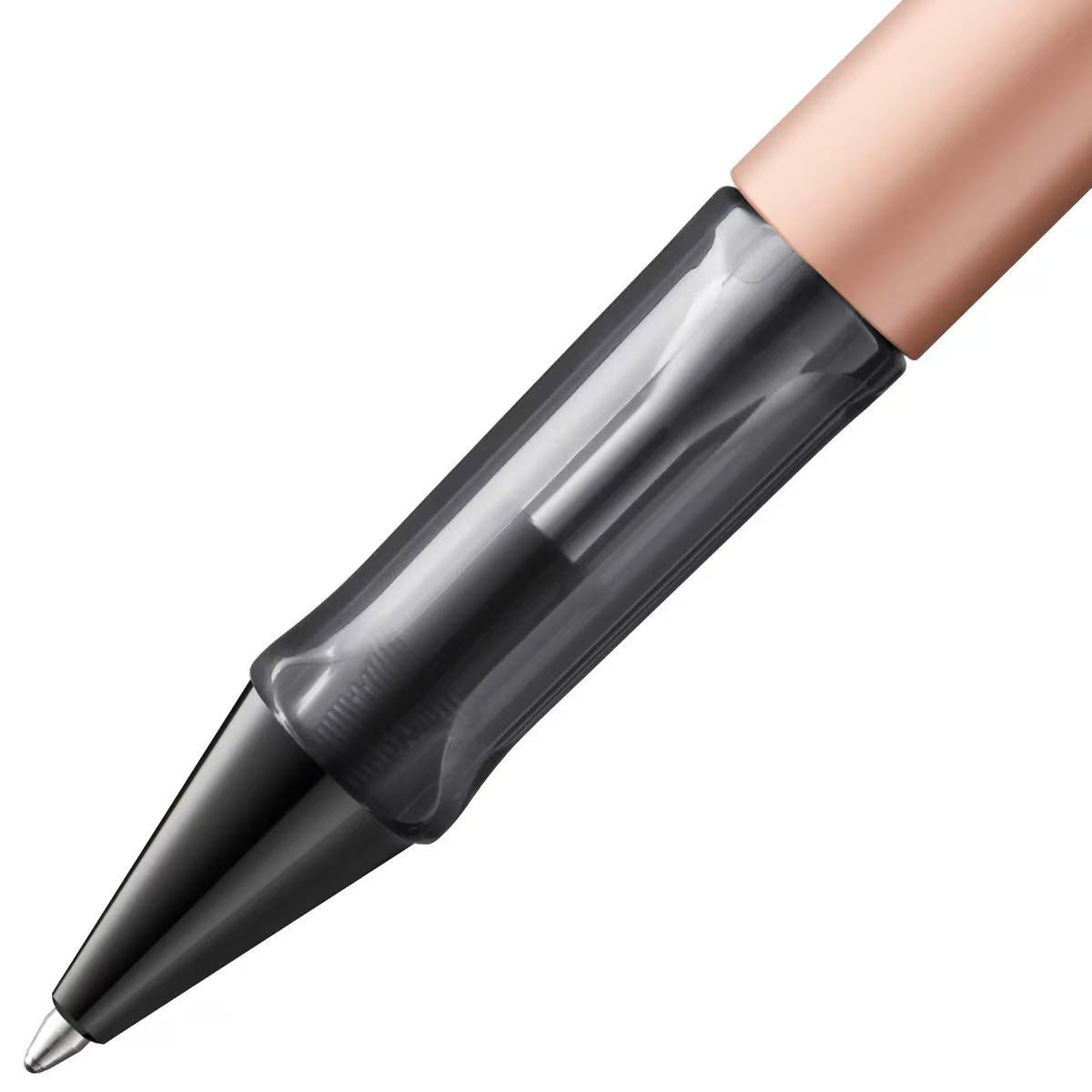 Pen with a clear and black design on a white background
