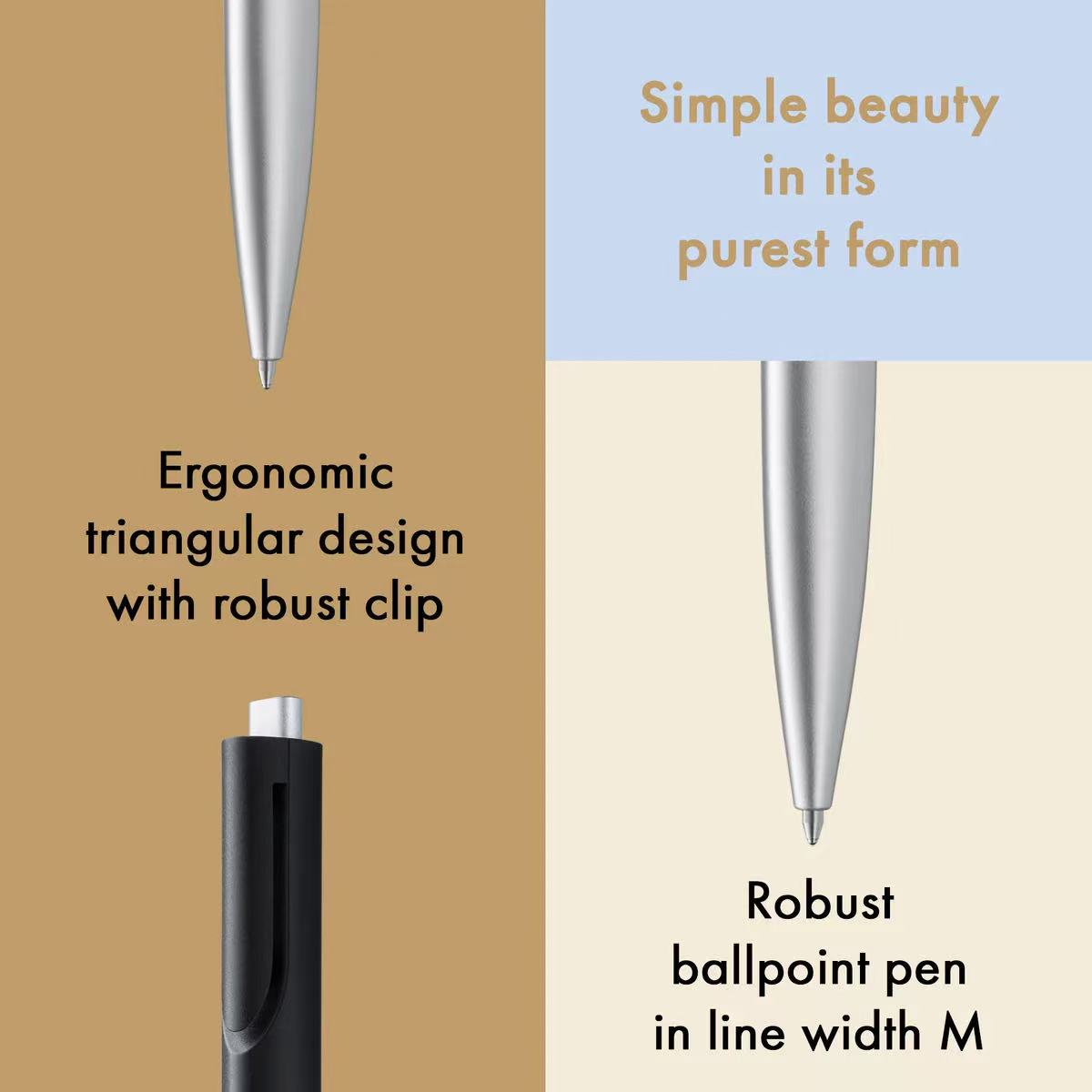 LAMY logo ballpoint pen black-silver with text describing its features.