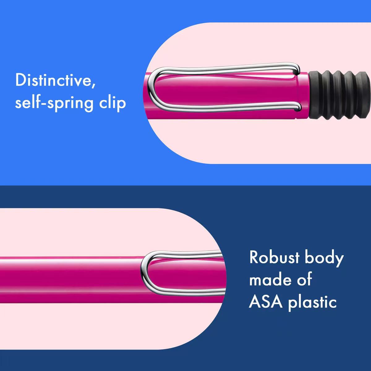 features of LAMY safari pink ballpoint pen