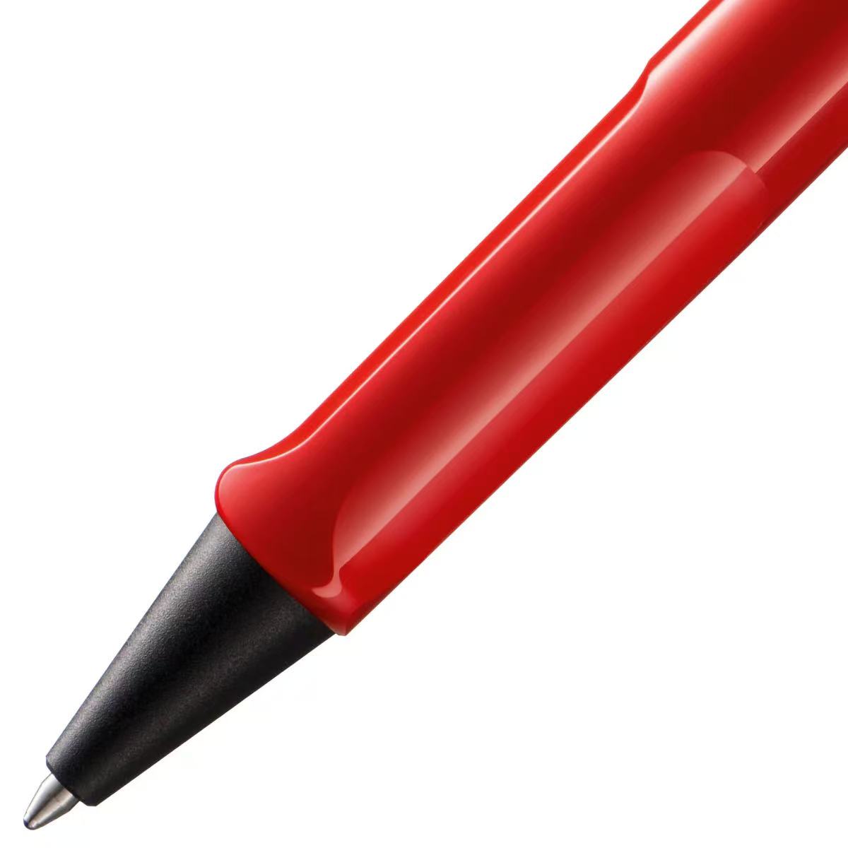 closeup of LAMY safari shiny red ballpoint pen
