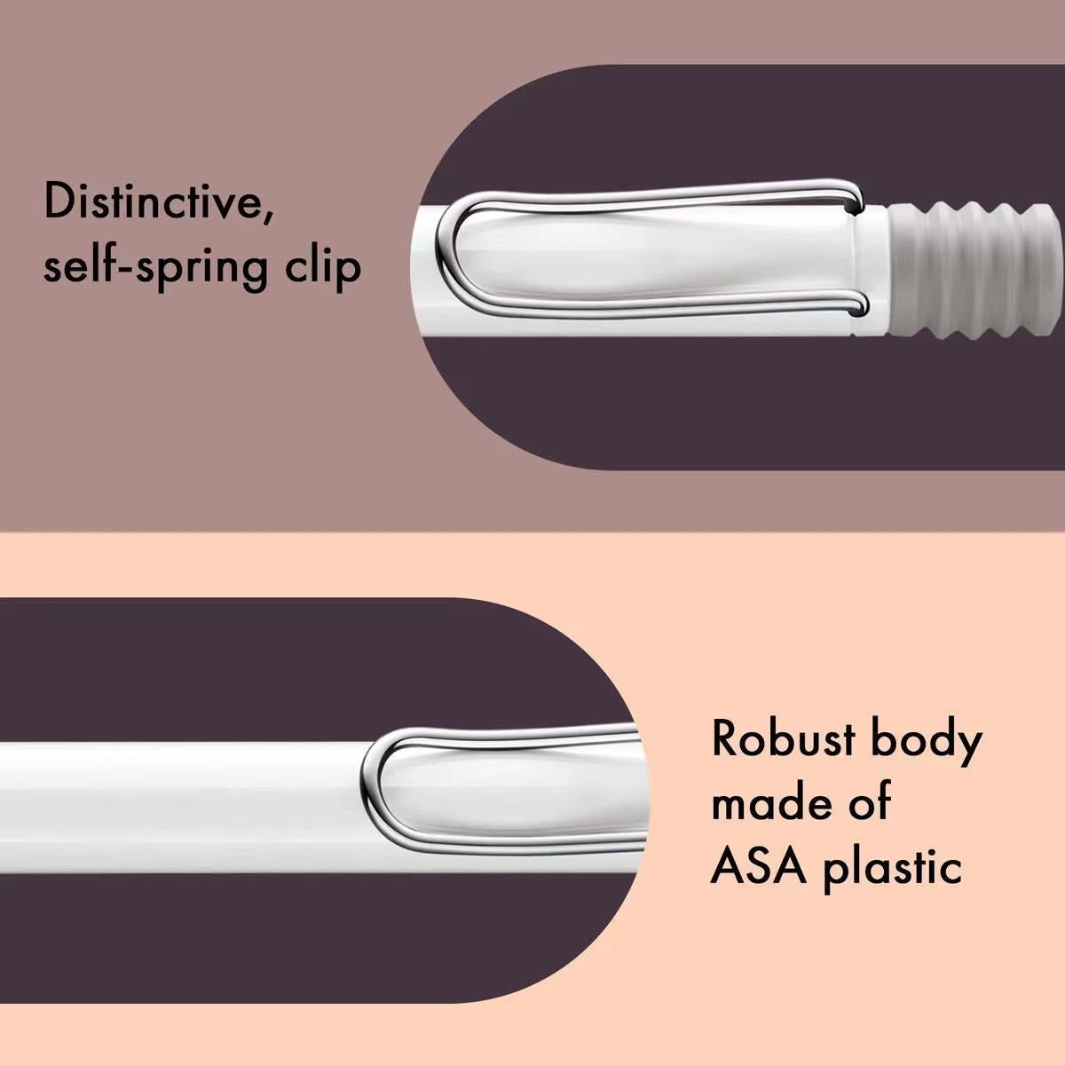 features of LAMY safari shiny white ballpoint pen