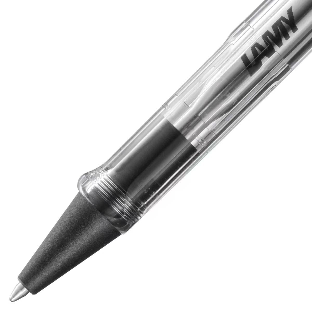 closeup of LAMY safari vista transparent ballpoint pen