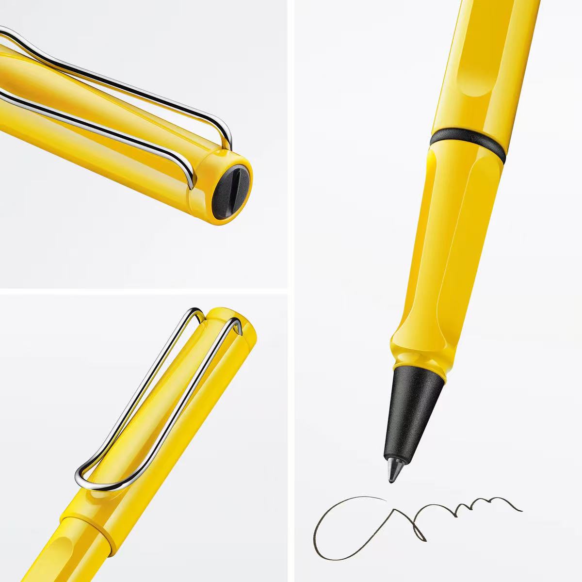 close-up of LAMY safari Yellow rollerball pen