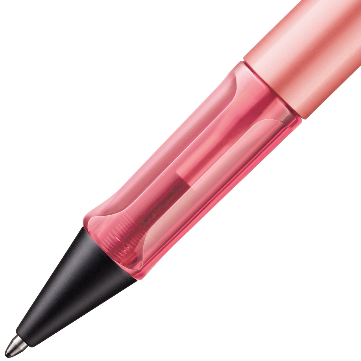 close-up of LAMY AL-star flamingo ballpoint pen