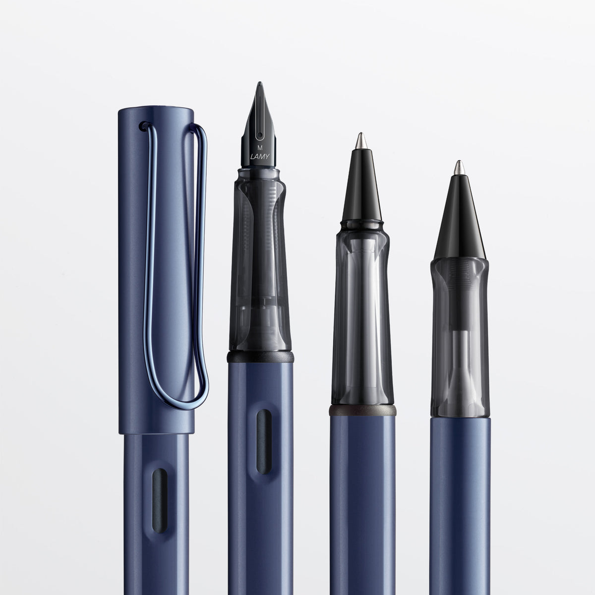 LAMY lx blue collection in fountain pen, rollerball pen and ballpoint pen.