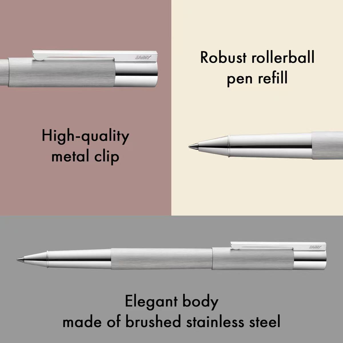 lamy scala brushed rollerball pen with details