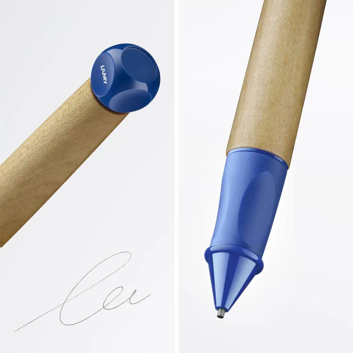 close-up of lamy abc blue mechanical pencil