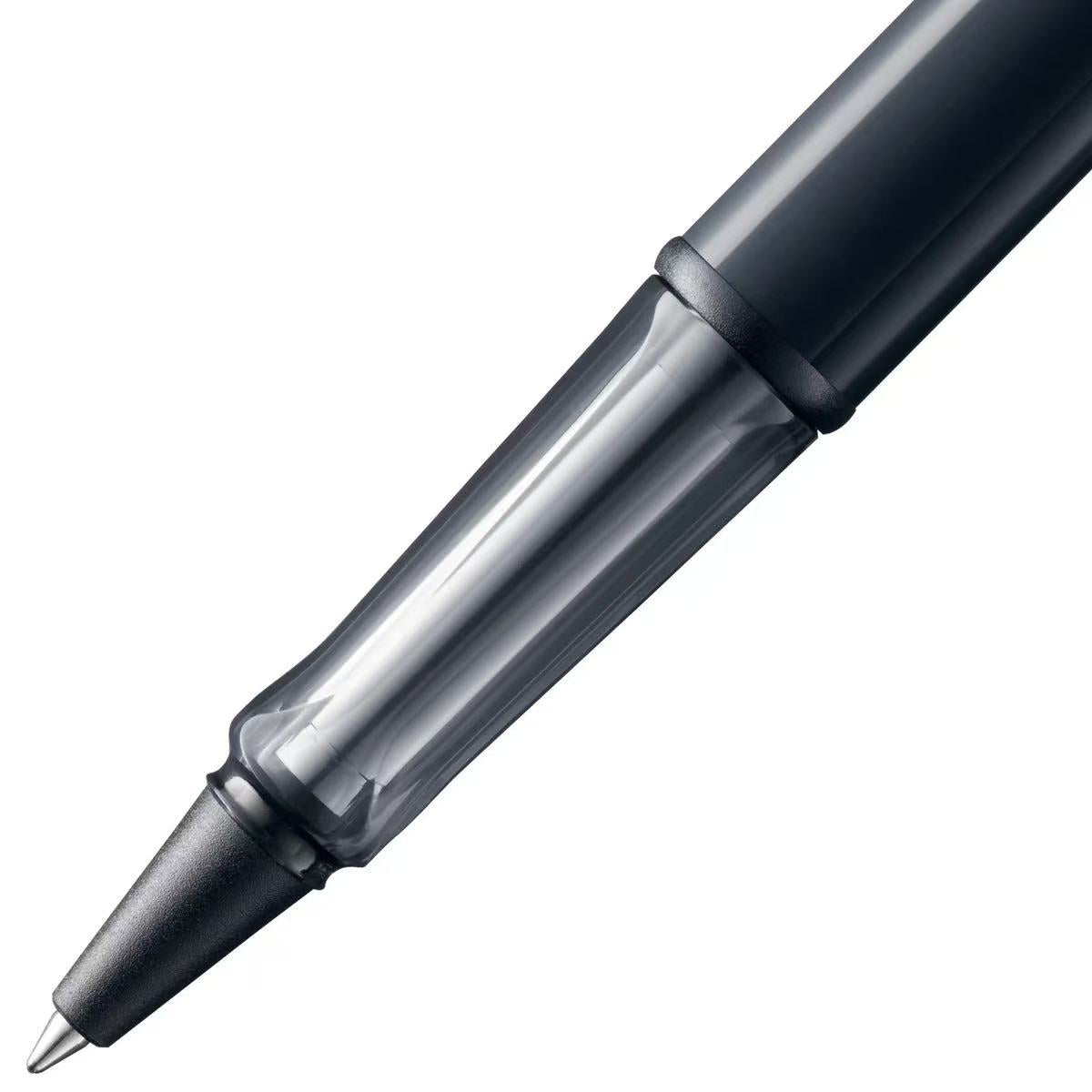 close-up of lamy al-star black rollerball pen