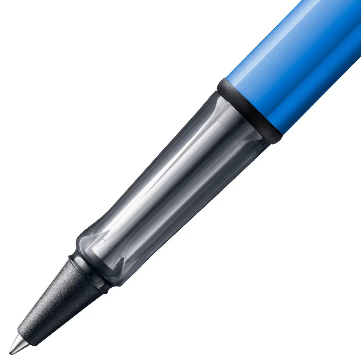 close-up of lamy al-star ocean blue rollerball pen