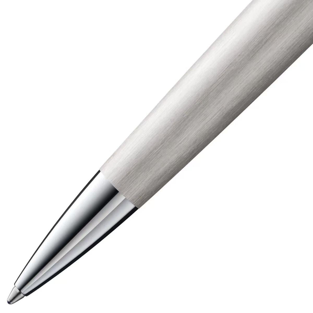Close-up of a silver pen on a white background