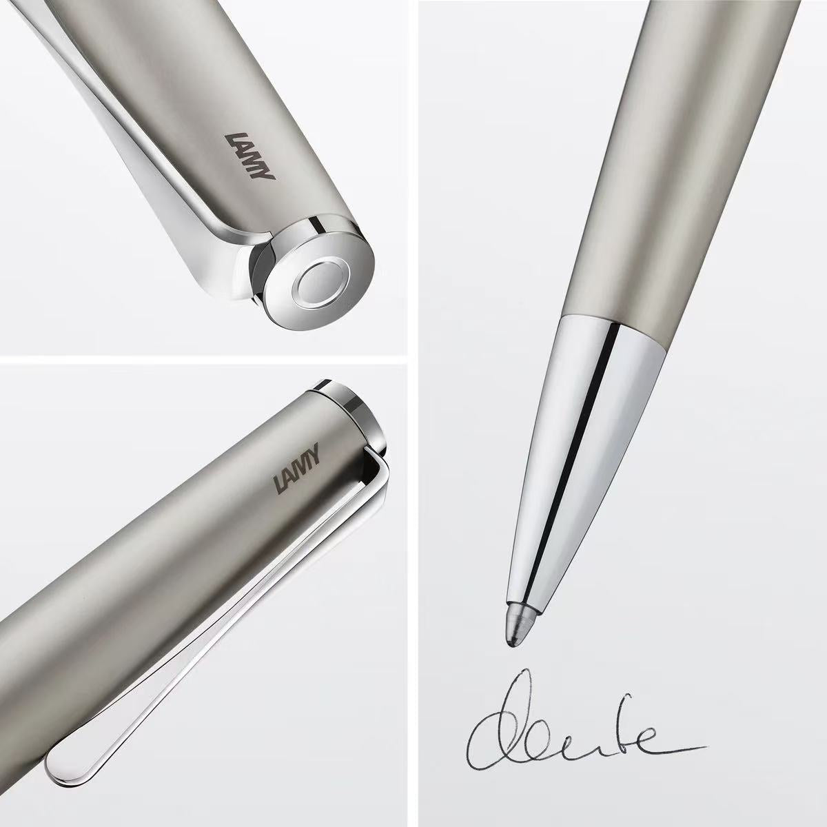 close-up images of LAMY studio palladium ballpoint pen