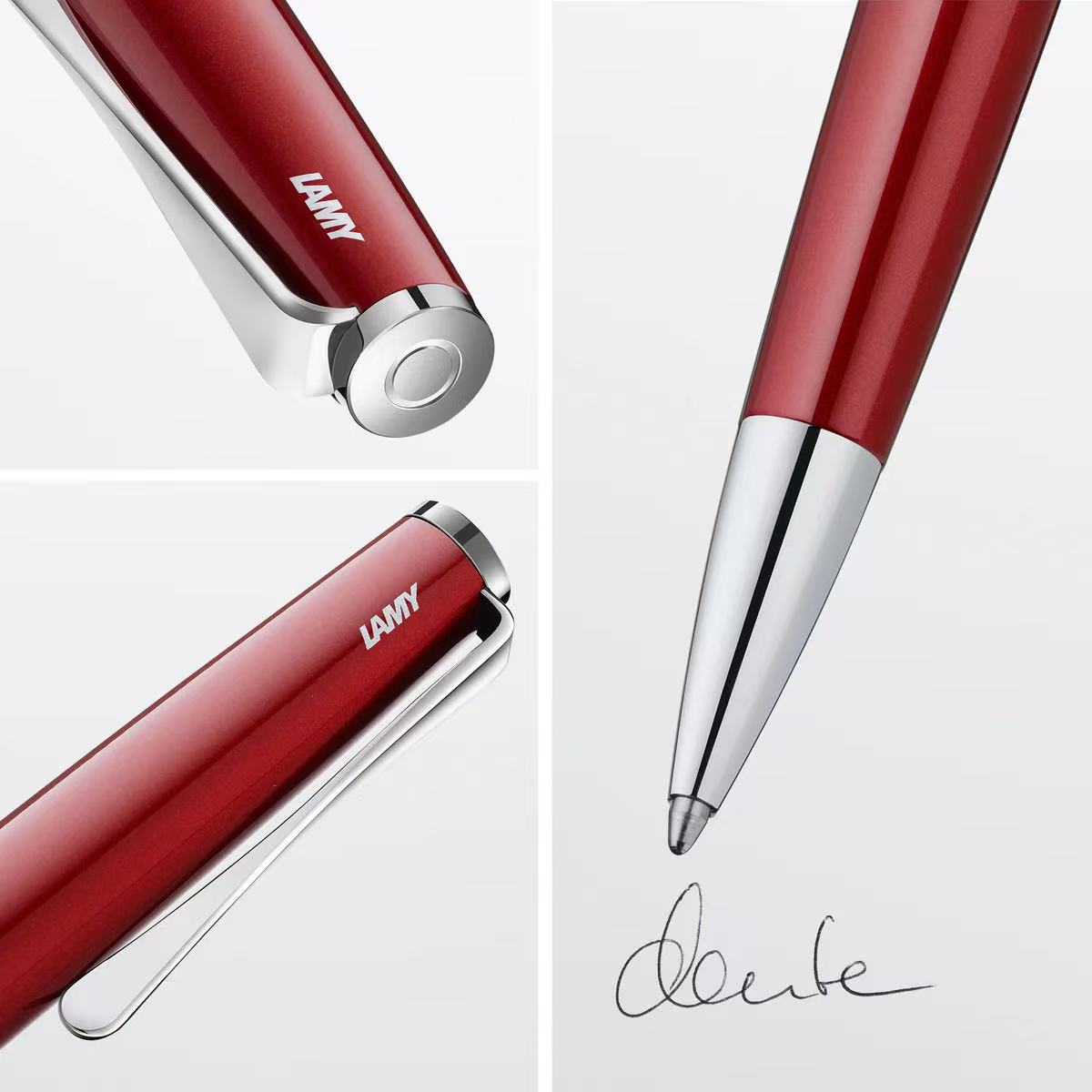 close-up images of LAMY studio piano red ballpoint pen
