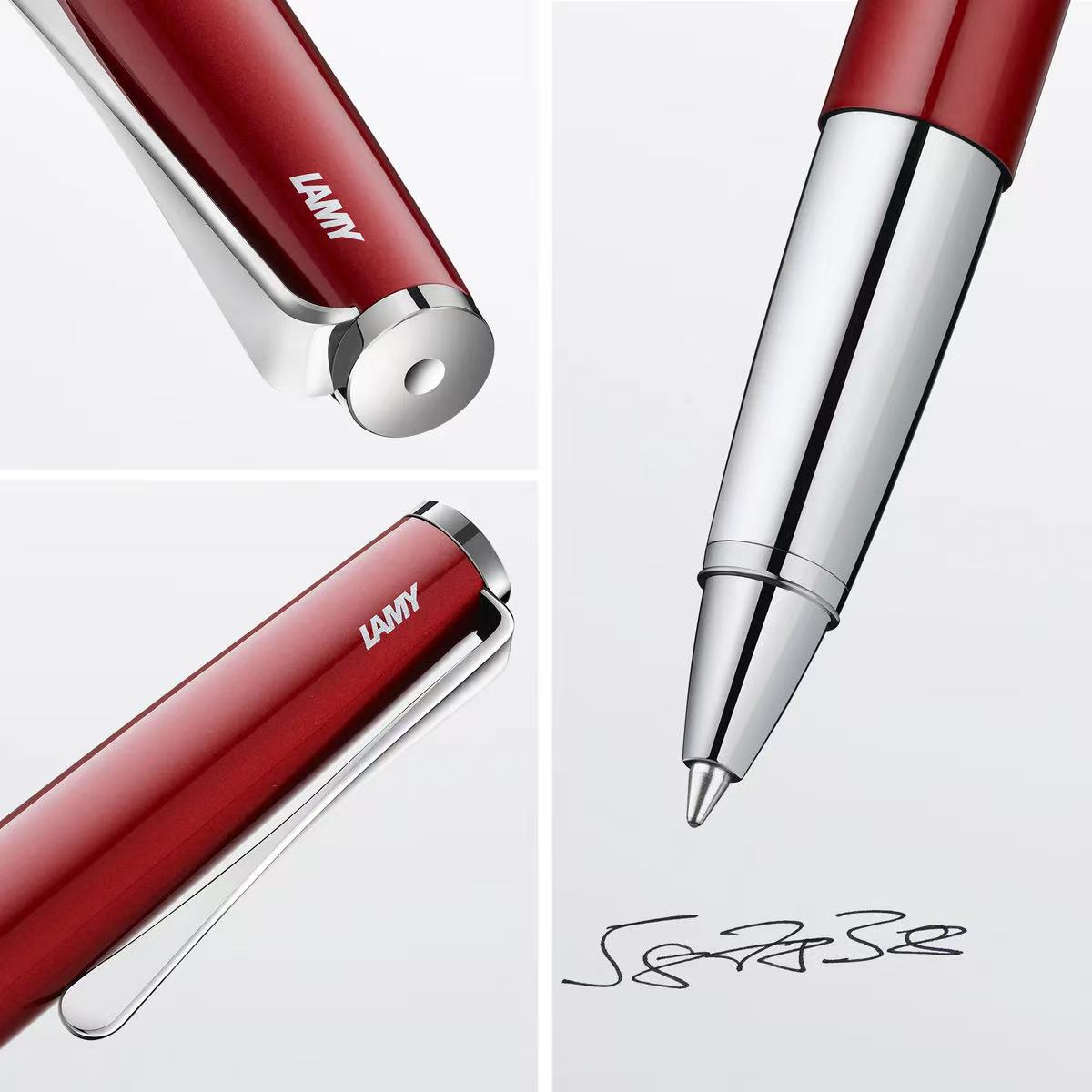 lamy studio piano red rollerball pen with details