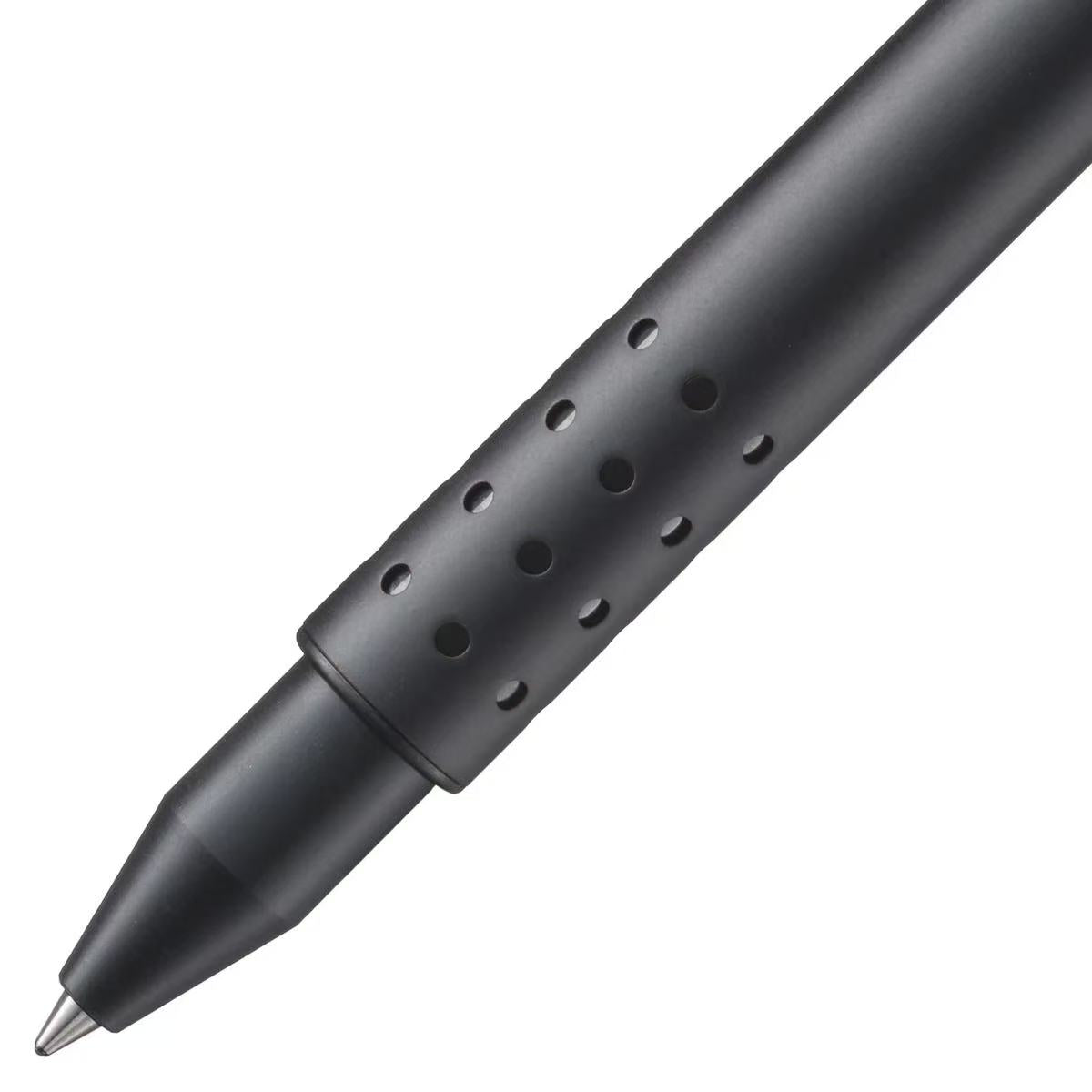 close up of lamy swift black rollerball pen