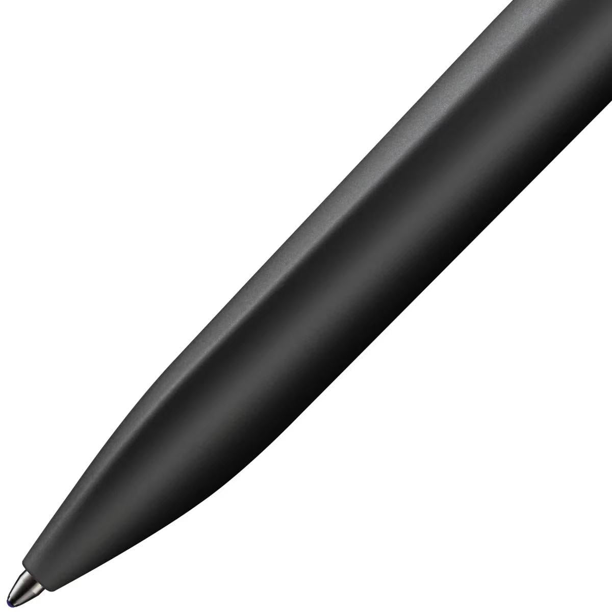 close-up of lamy xevo black ballpoint pen
