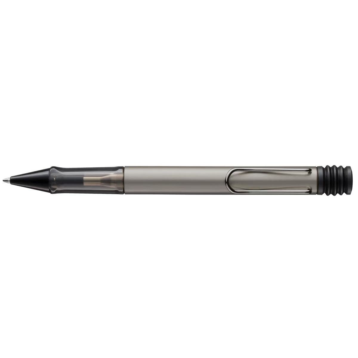 Pen with a metallic finish on a white background