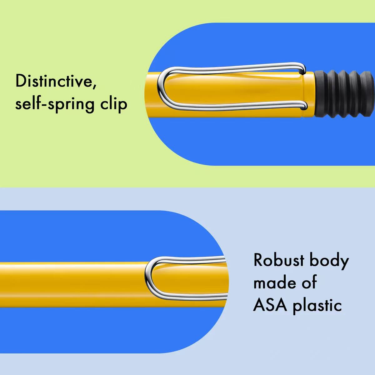 features of LAMY safari yellow ballpoint pen
