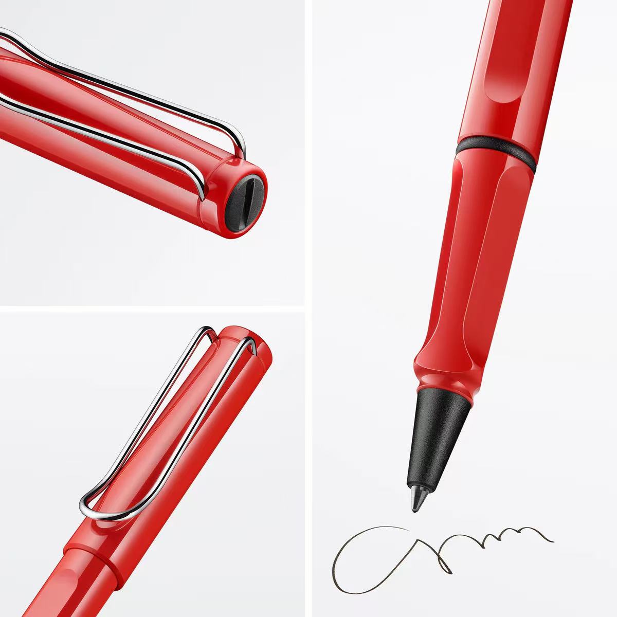 close-up of LAMY safari Red rollerball pen