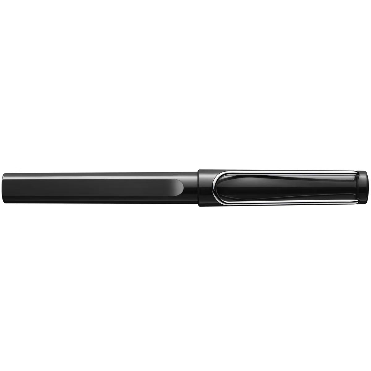 LAMY safari shiny Black rollerball pen with a metallic clip